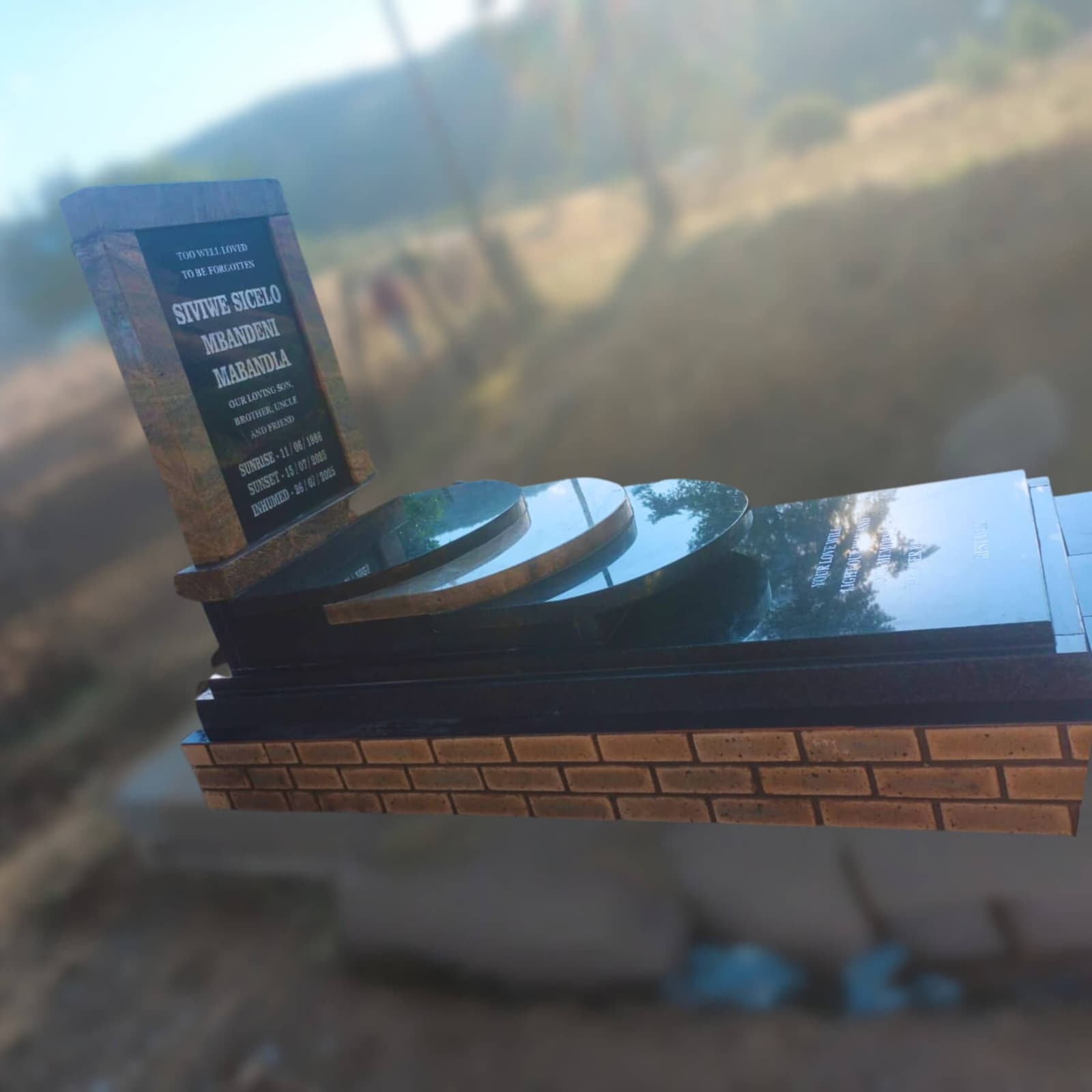 DEX 8 black granite tombstone with slab